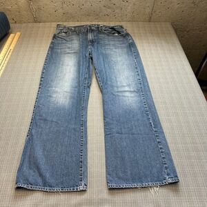 GUESS Cliff Relaxed Boot Cut Jeans 38x32 Light Wash Y2K Distressed Whisker